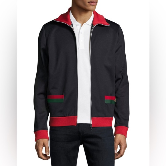 NWT Gucci Web Navy and Red Track Jacket Mens M